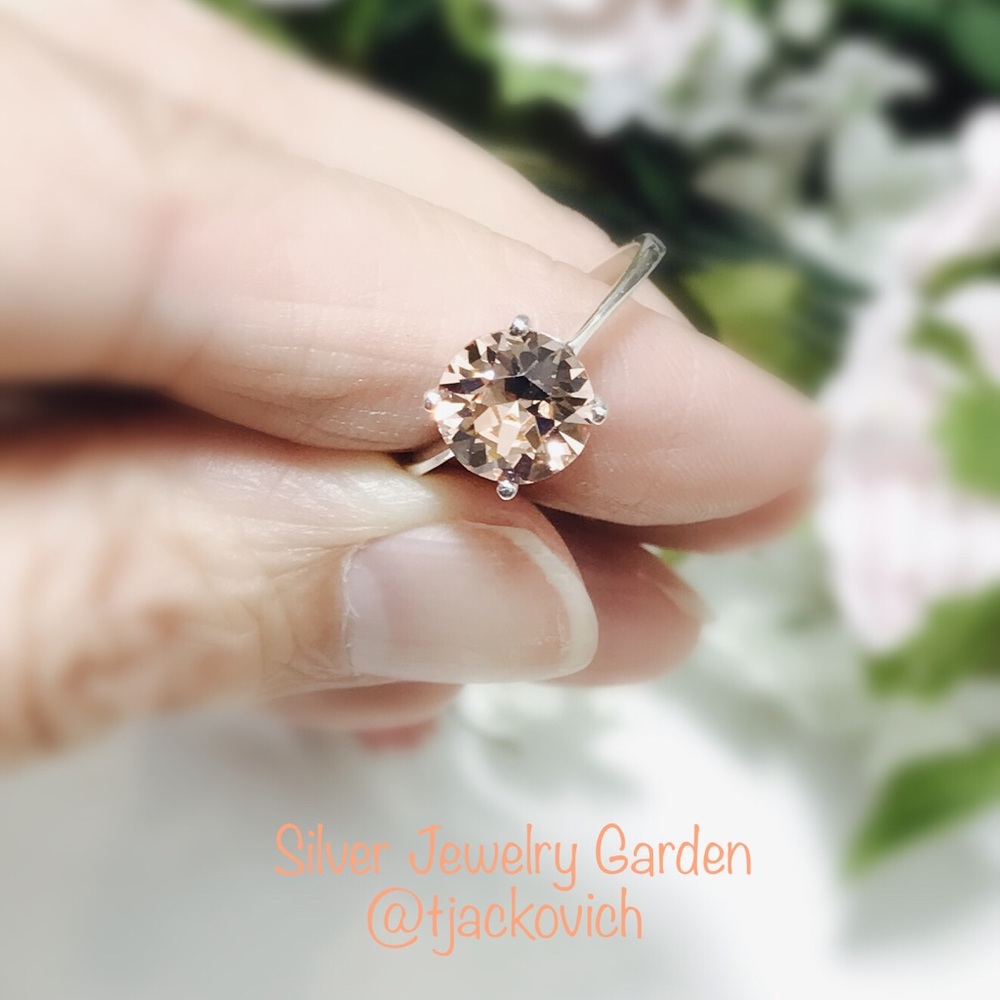 Size 6.5: Orange Swarovski Crystal Sterling Ring